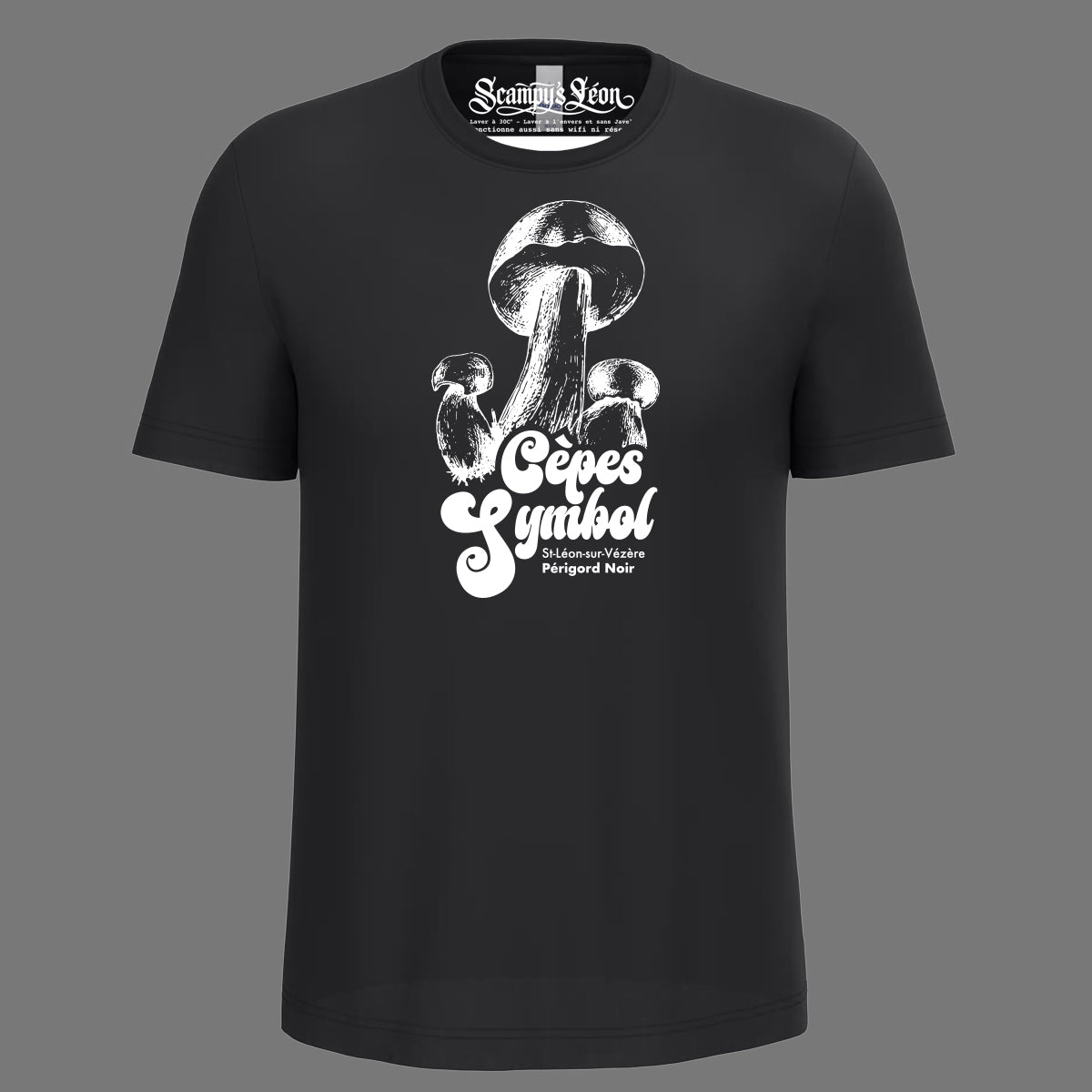 Cèpe du Périgord en typographie funky seventies — t-shirt rétro sérigraphié main -ZG-