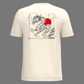 Dragon de métal sous un soleil rouge, style manga — t-shirt sérigraphié main -ZG-