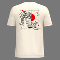 Dragon veillant sur le donjon du Manoir de la Salle sous un soleil rouge — t-shirt sérigraphié main -ZG-