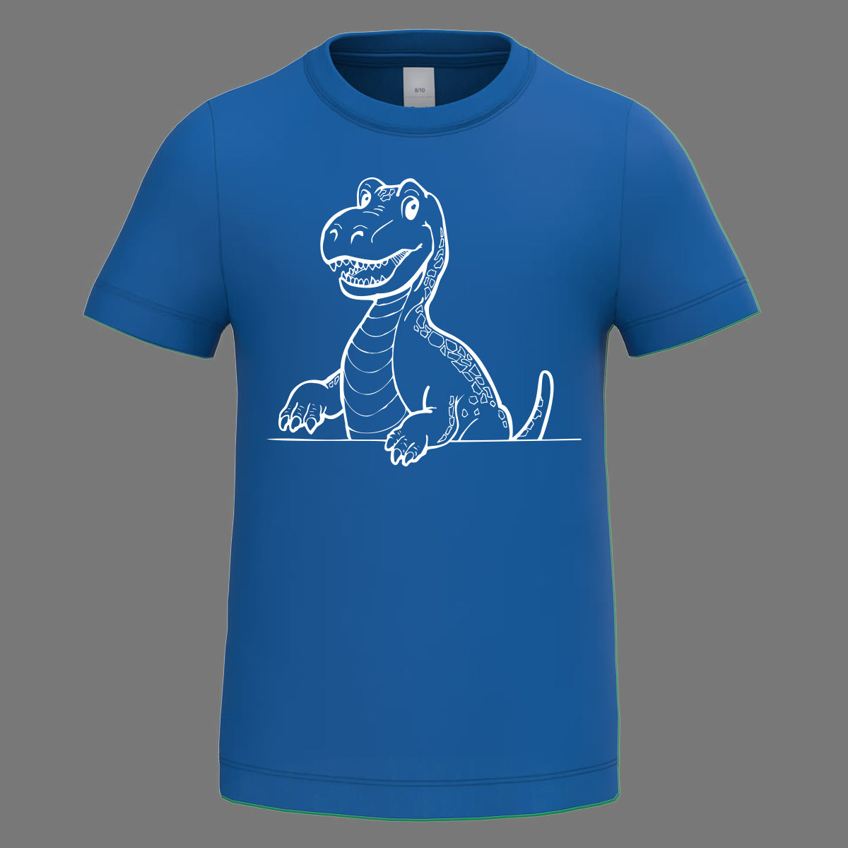 T-Rex rigolo au trait doux — t-shirt enfant sérigraphié main -ZG-, Scampy's Léon