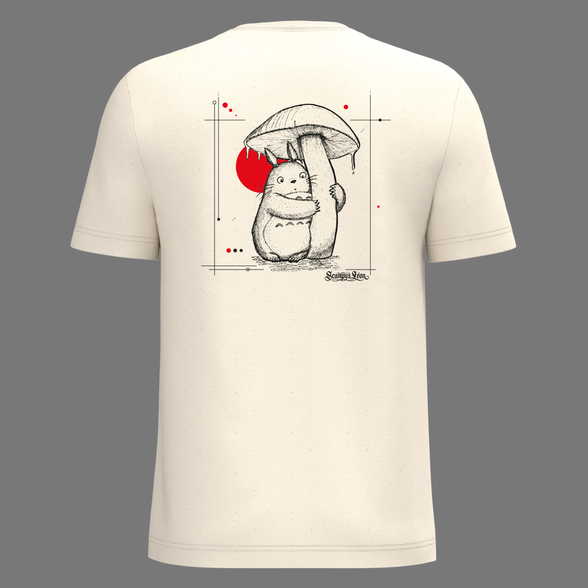Petit esprit de la forêt abrité sous un cèpe géant — t-shirt sérigraphié main -ZG-, Périgord